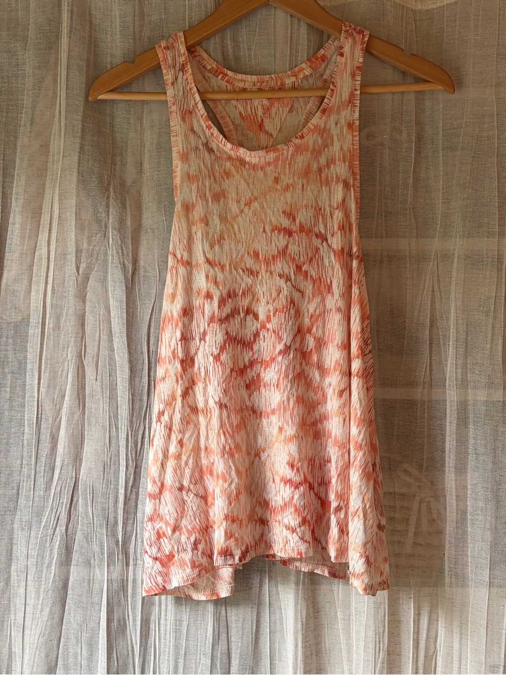 Guess Coral & Cream Abstract Print Racerback Swing Tank Top Size S